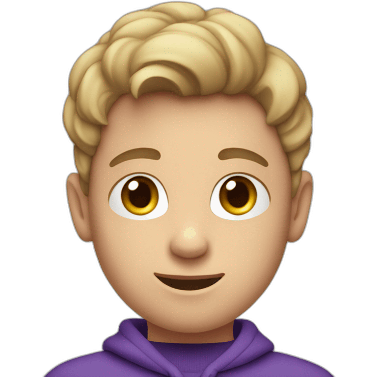 13 year old white boy fron The Netherlands wearing jogging pants and a purple sweater emoji