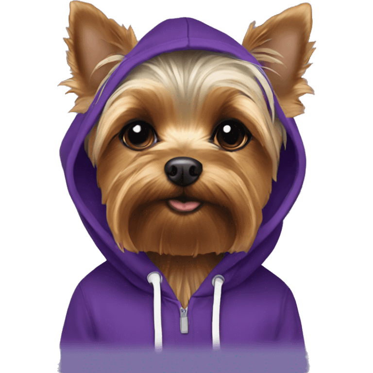 Yorkie in violet hoody emoji