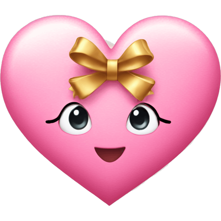 cute pink heart with gold bow emoji