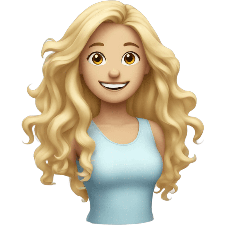 smiling girl with windy blonde hair emoji