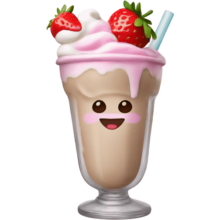 Milkshake with a strawberry emoji