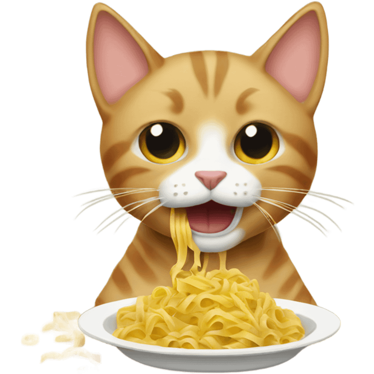 Cat eating pasta emoji