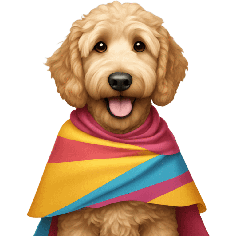 goldendoodle with a cape emoji