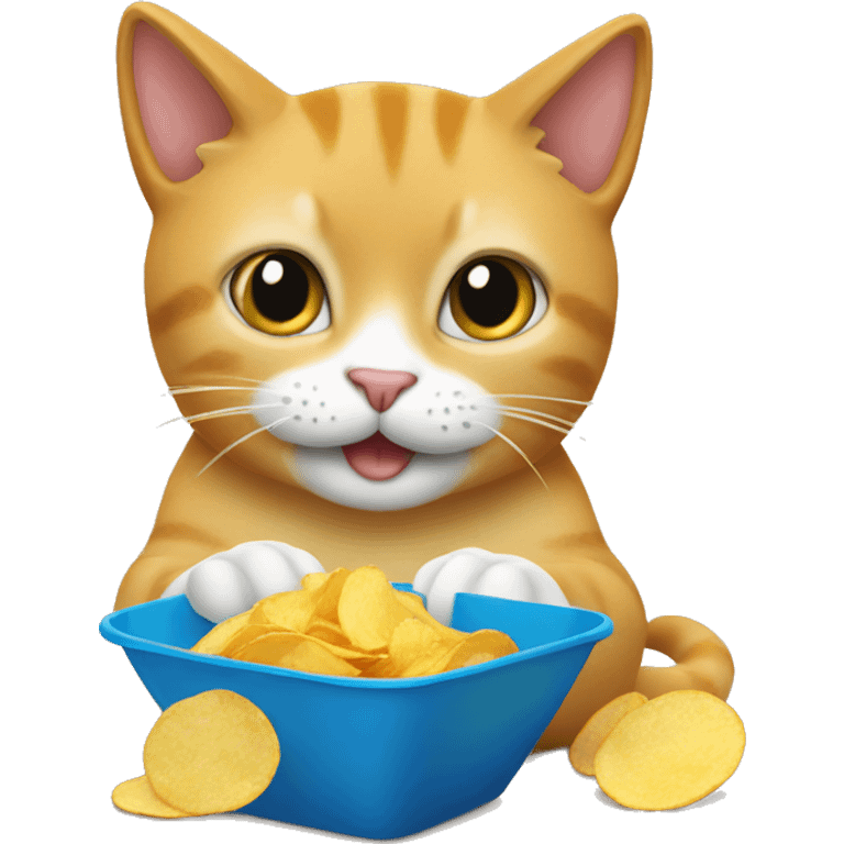 cat eating potato chips emoji