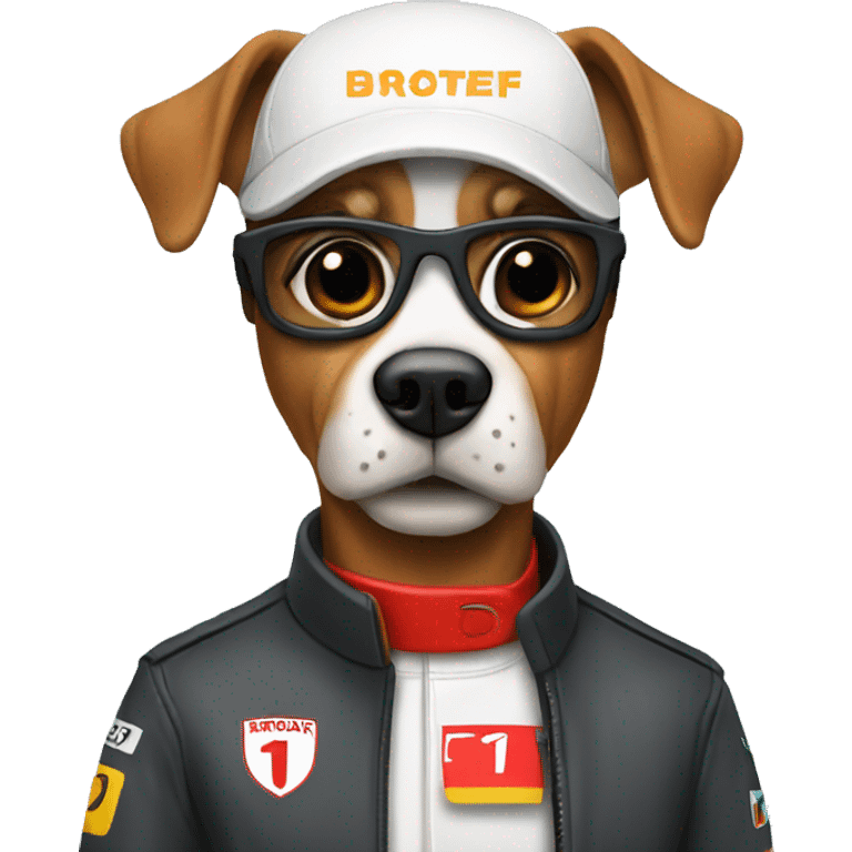 Dog with a F1 driver emoji