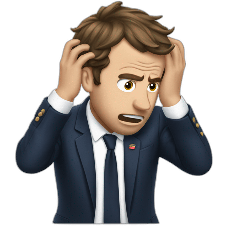 macron frustrated pulling hair emoji