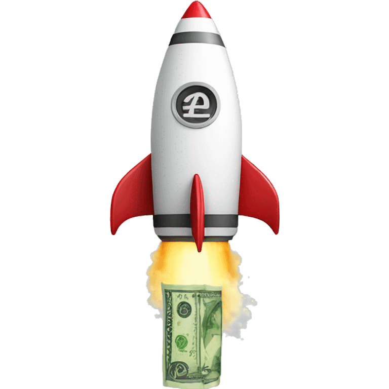 Rocket with money flowing out of the engines emoji