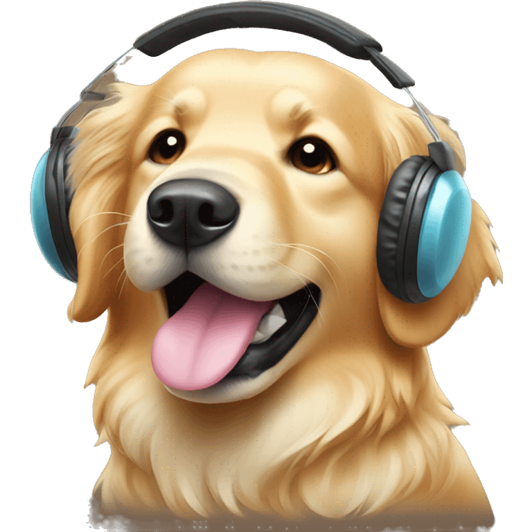 Golden retriever with earmuffs emoji