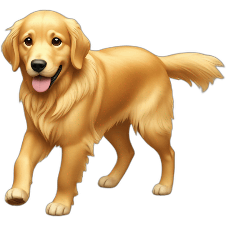 golden retriever walking ios style emoji