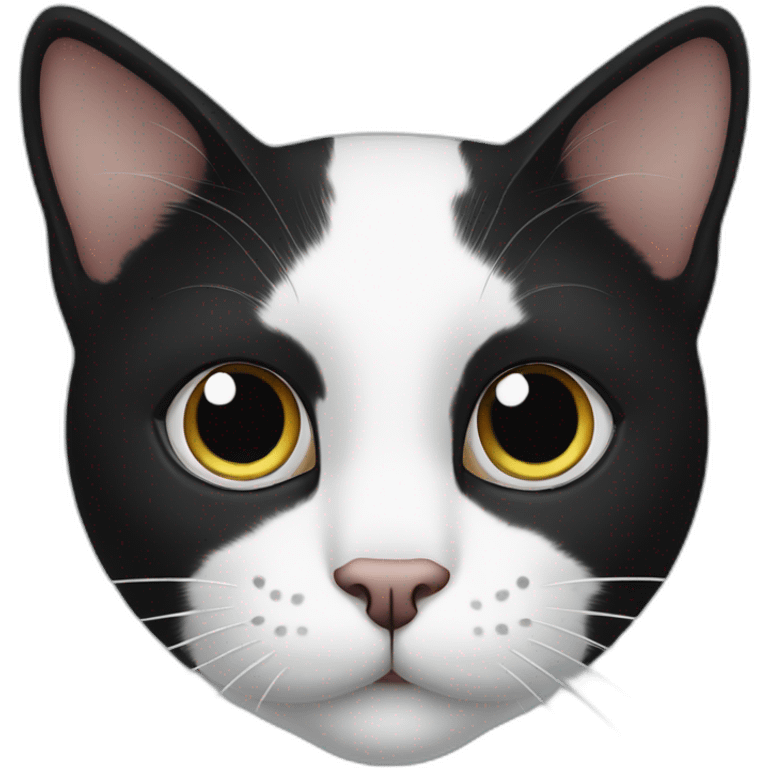 black and white cat, two black spots close to its mouth emoji