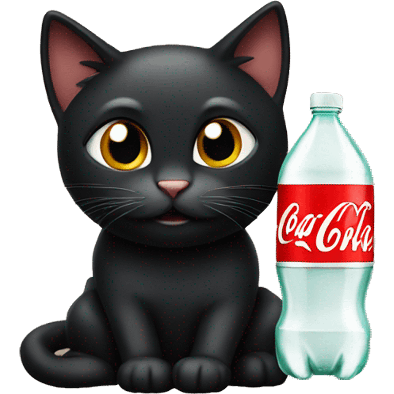 Black cat with Coke Zero  emoji