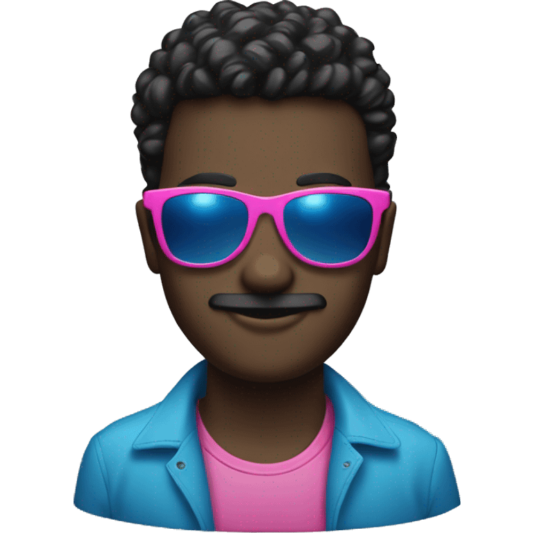 Black can with big blue ayes and pink sunglasses  emoji