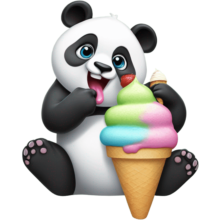 Panda eating ice cream emoji