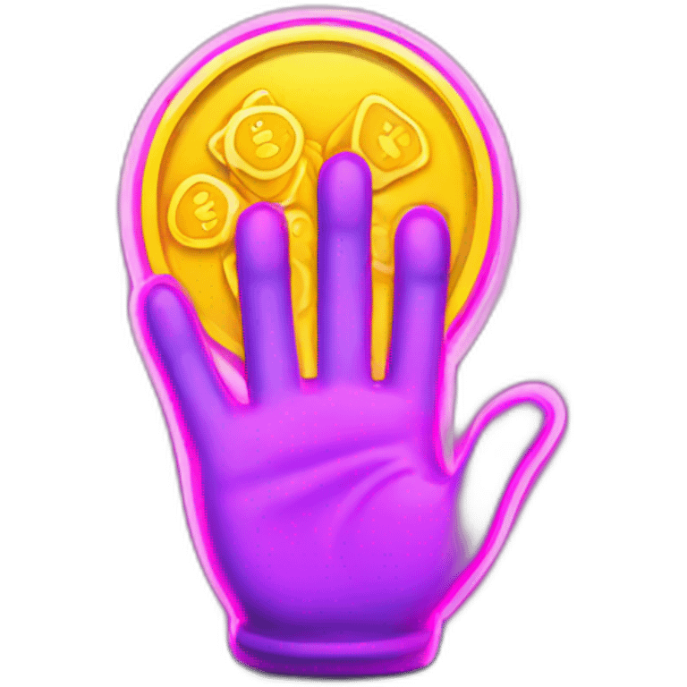 hand bring money neon emoji