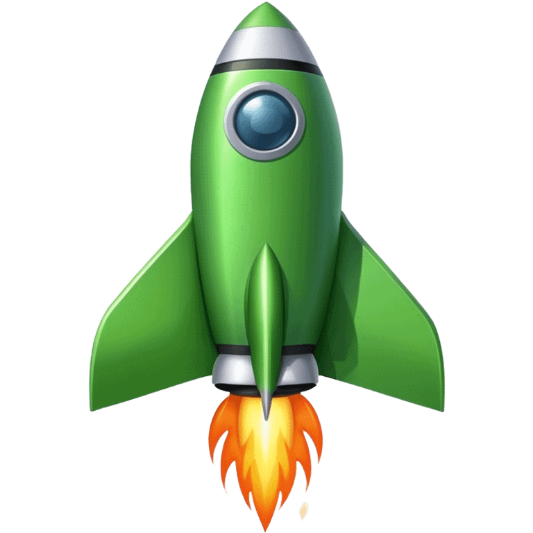 Cinematic realistic 3d green rocket emoji