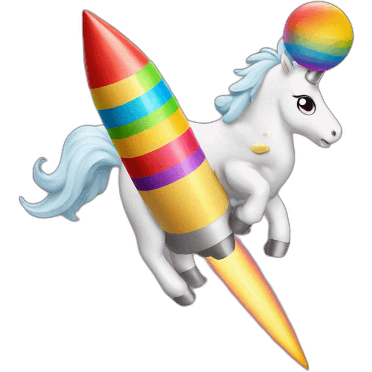 unicorn on a rocket shooting rainboaw emoji