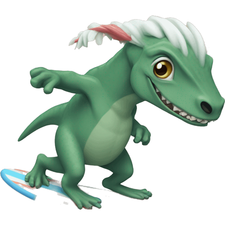 surfing dinasours emoji