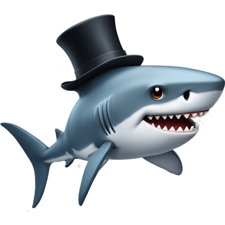 Shark with a top hat emoji