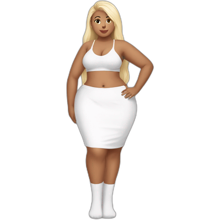 full body curvy-beauty-long-white-socks skirt bikini both sides emoji