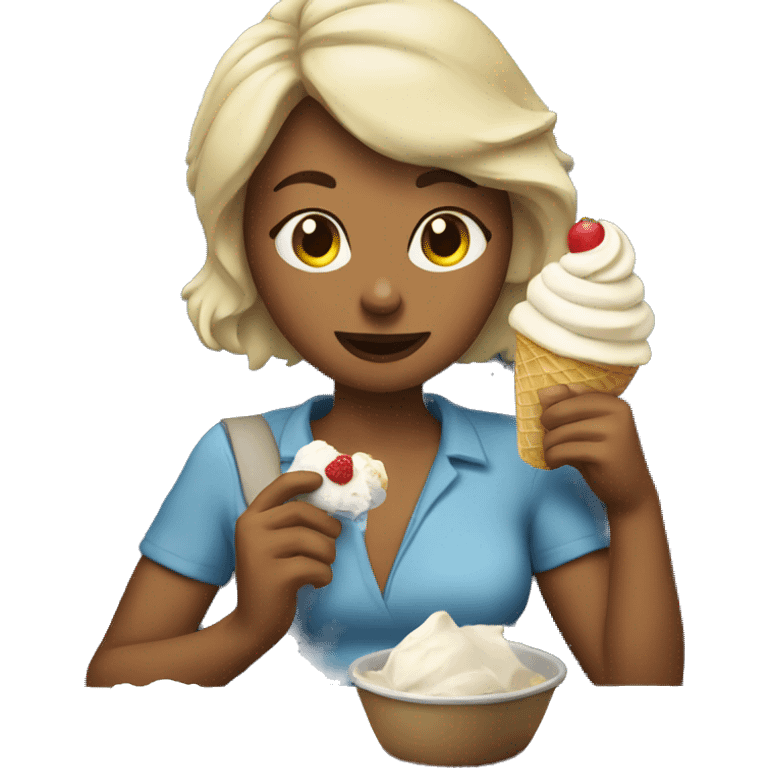 Amalia on a plane eating ice cream  emoji