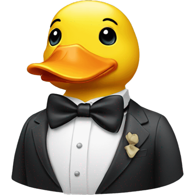 Rubber duck wearing a bow tie emoji