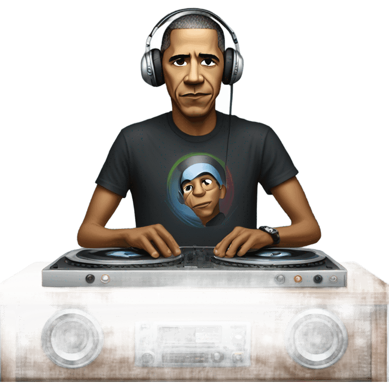 Obama DJing on turntables  emoji