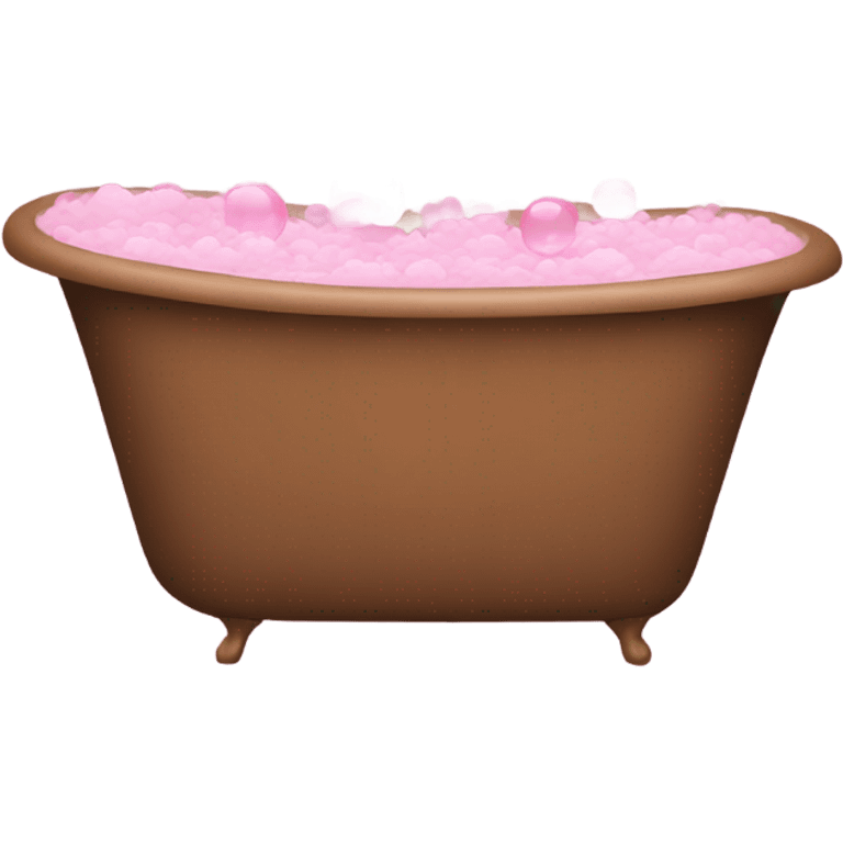 Brown bathtub with pink bubbles emoji