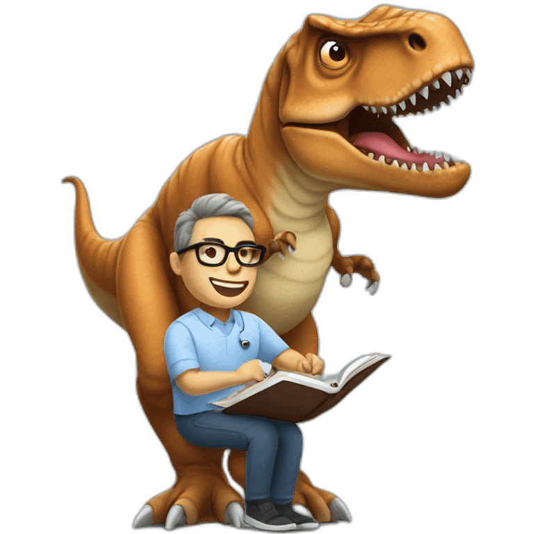 a tyrannosaurus rex therapist holding a notebook wearing glasses emoji