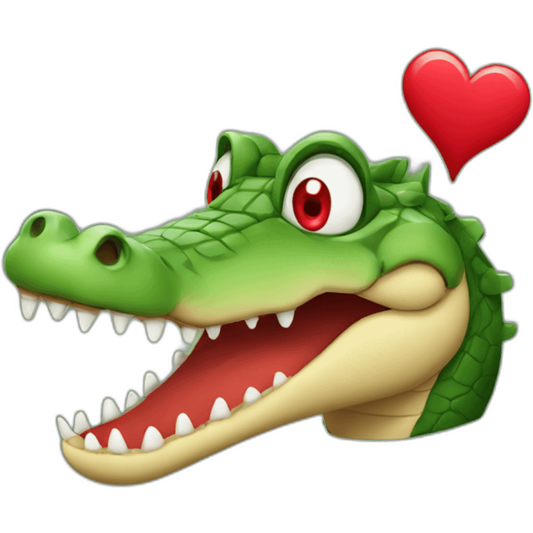 crocodile with red eyes shaped like hearts emoji