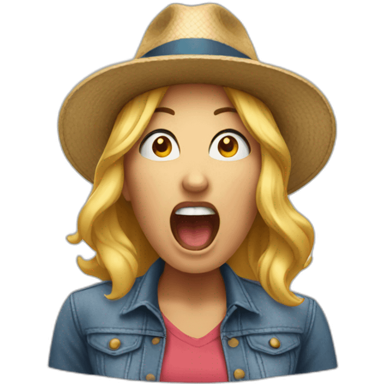 woman wearing hat screaming emoji