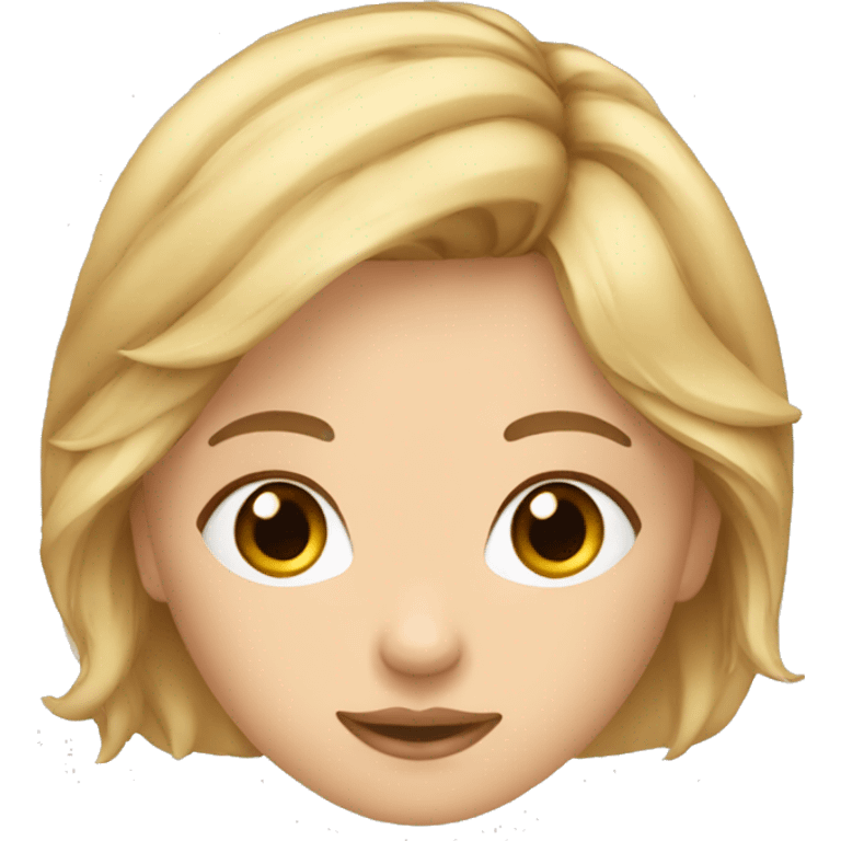 Une fille avec les cheveux blond châtain et les yeux bleus  emoji