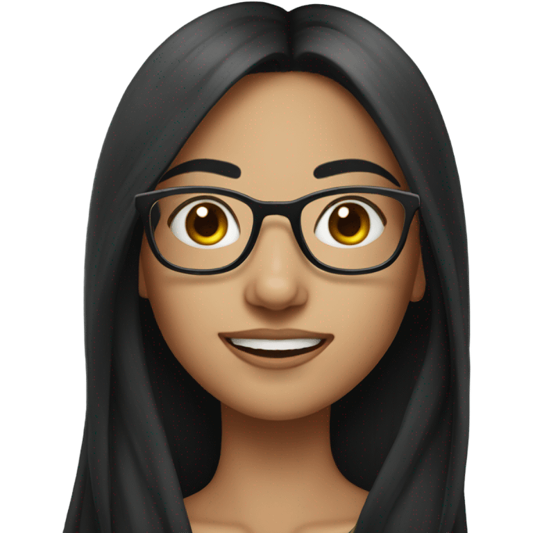 Beautiful girl and long hair BLACK with glasses  emoji