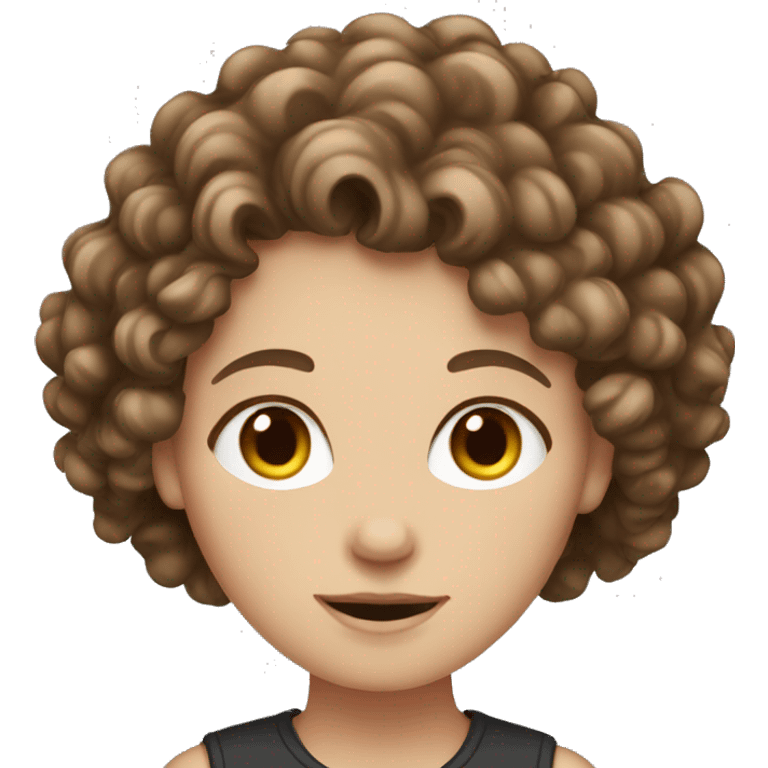 white girl with curly brown hair emoji