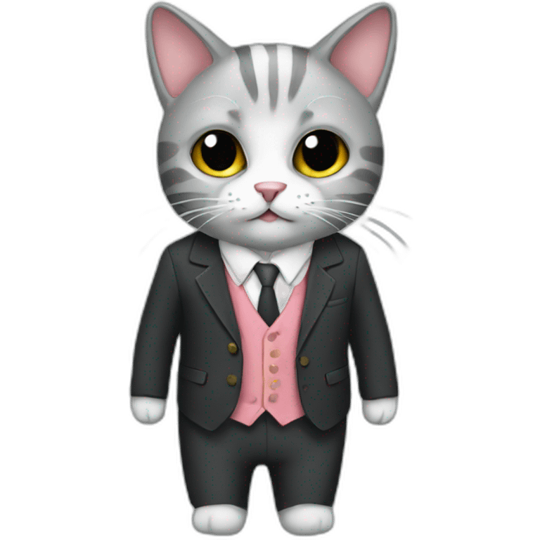 Cat wear suit emoji