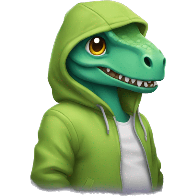 Dinosaur with a hoodie emoji