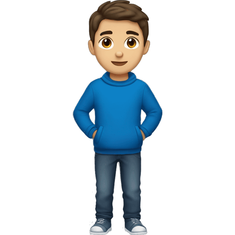 winter, christmas, hispanic, short brown hair, boy, brown eyes, child, full body, blue sweater emoji