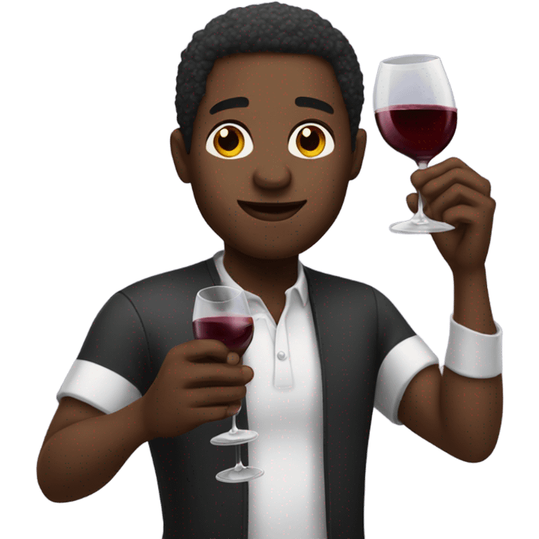 Black man drinking wine thank you emoji