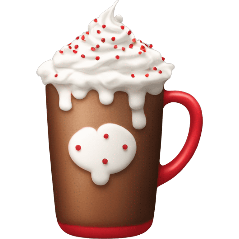 Hot cocoa with whip cream and red sugar sprinkles emoji