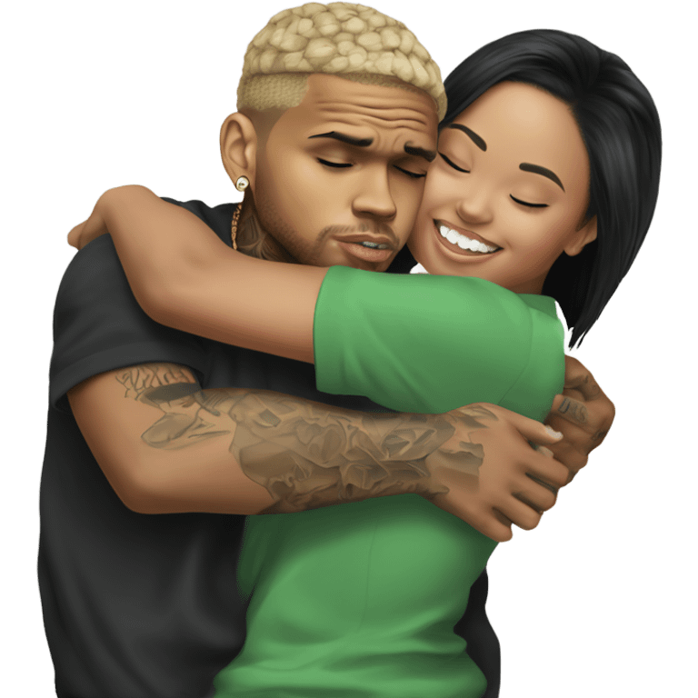 Hyper Realistic Chris Brown hugging Karruche Tran emoji