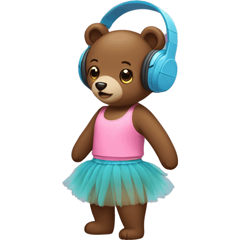 Bear with headphones and a tutu  emoji