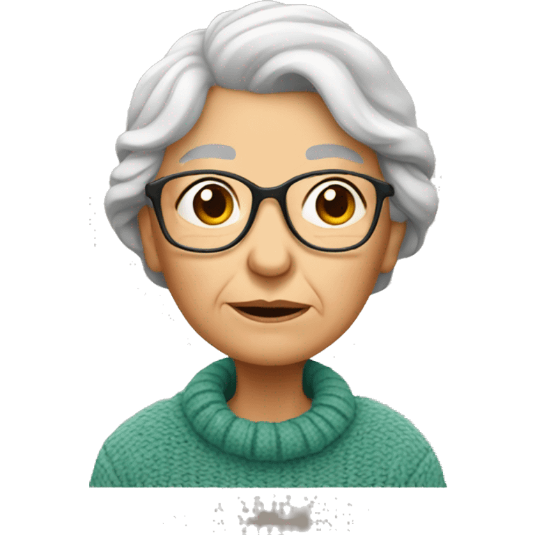 thoughtful old woman in sweater emoji