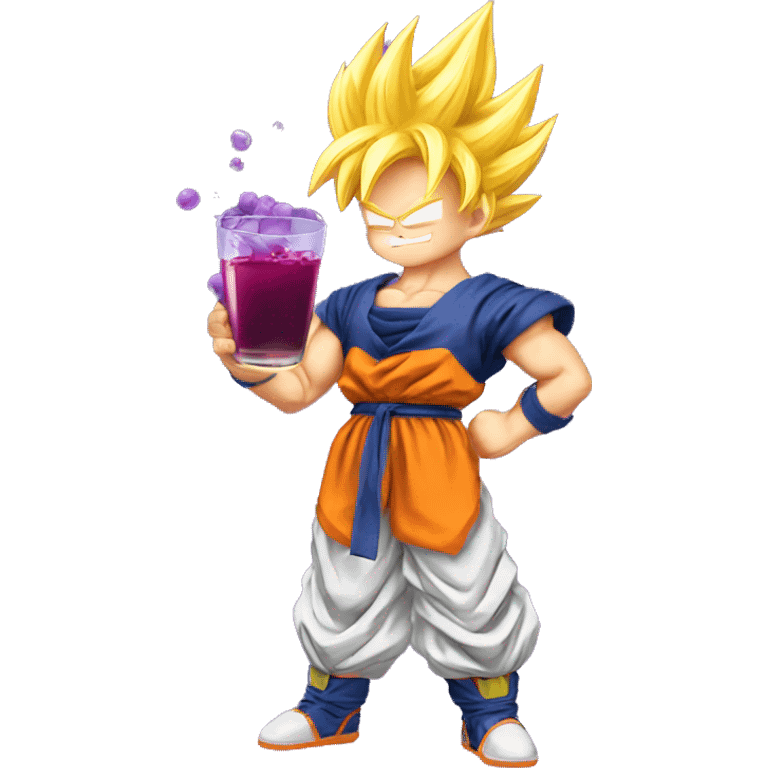 Super saiyan Goku pouring grape juice emoji