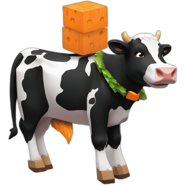 Cow riding a happy carrot on a Minecraft ender dragon  emoji