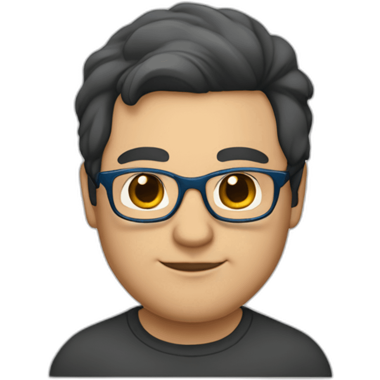 white-40-year-old-fat-man-with-long-black-hair,-brown-eyes,-blue-glasses,-no-beard. emoji