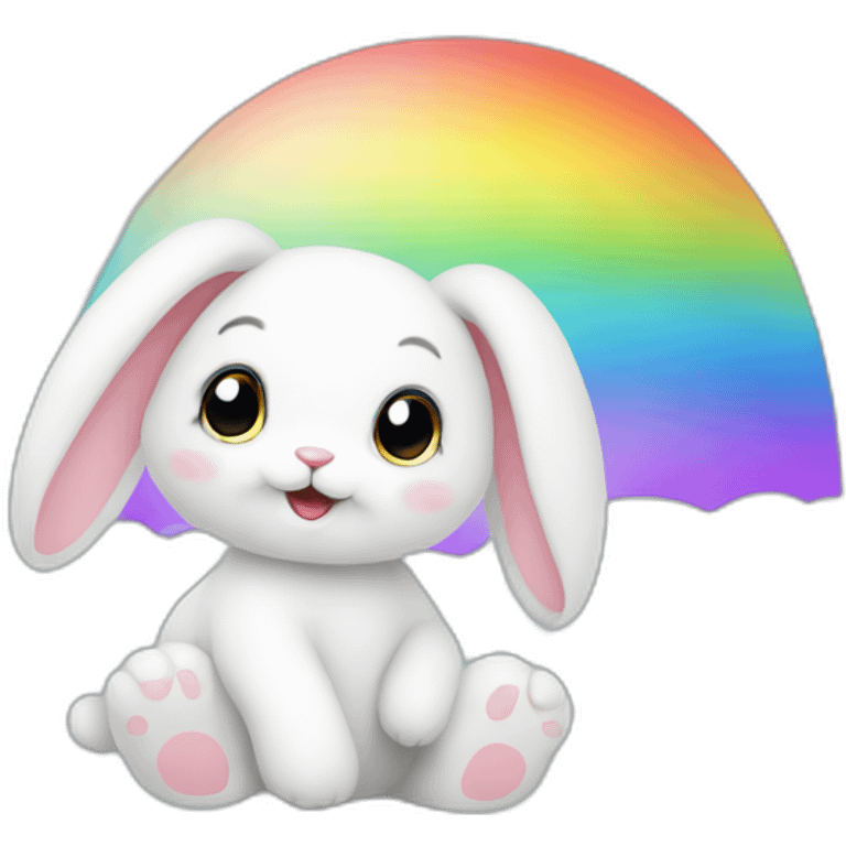 Bunny under a rainbow emoji