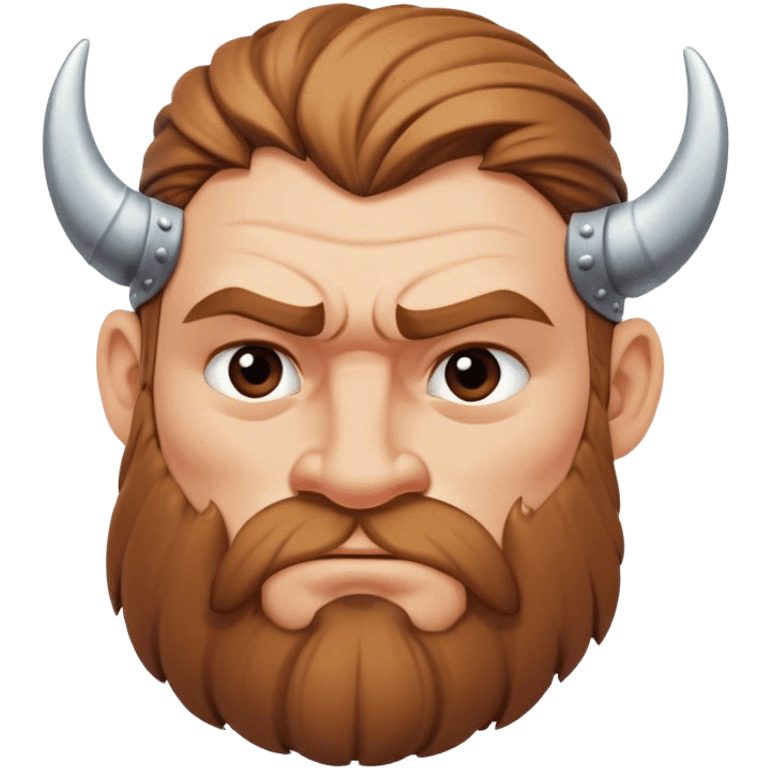  viking face with furrowed eyebrows looking upwards with thumb and index finger resting on its chin. emoji