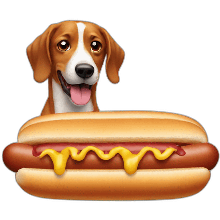 A hot dog eating a dog emoji