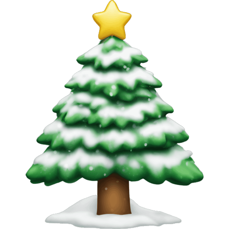 decorated christmas tree with snow on it emoji