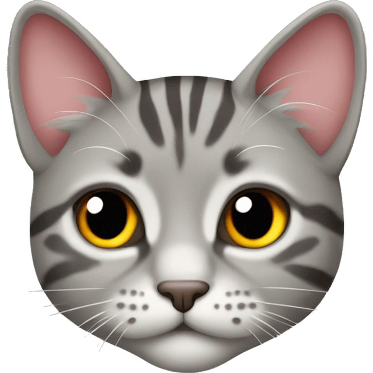 gray tabby cat with red bow emoji