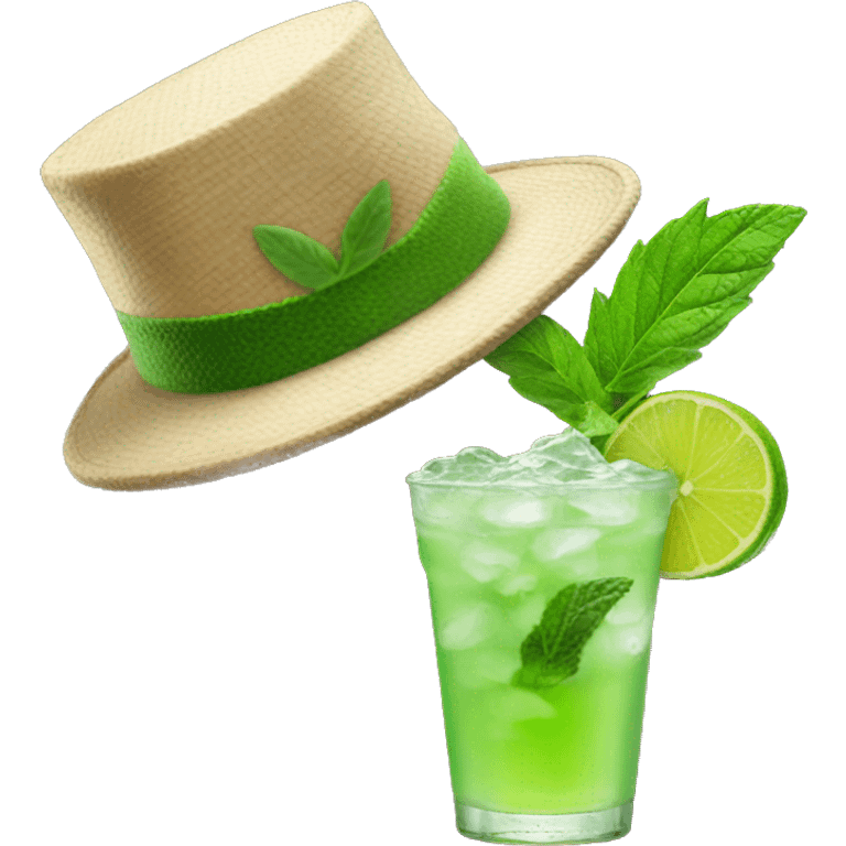 Mojito fading with witces hat next to cup emoji